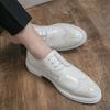 Italian Brand Men's Brogue Shoes Elegant White Luxury Men's Banquet Dress Shoes Breathable Pointed Leather Casual Shoes