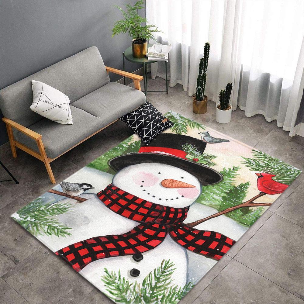 Christmas Living Room Carpet New Year's Child Rug Snowman Santa Claus Floor Mat Kitchen Bedroom Area Rug Non-slip Doormat