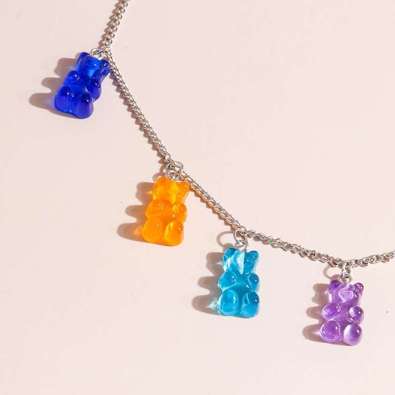 Collane Orsetti Colorati più Venduti per Donne Collana Choker con Catena a Nappa Orsetti Colore Oro Argento Gioielli alla Moda Regali