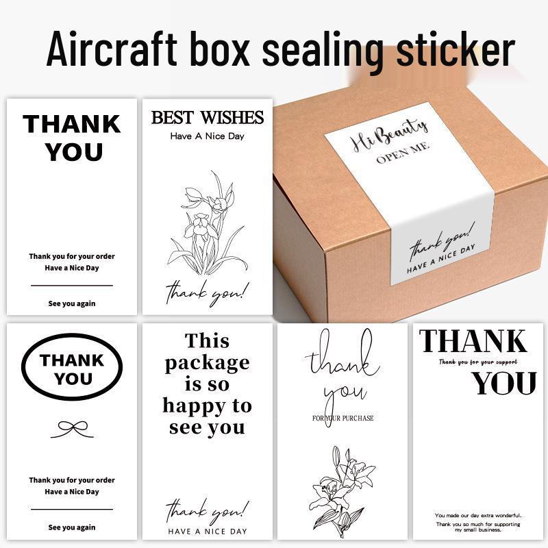 In-Stock Rectangular Thank You Stickers for Airplane Box Sealing, Gift Box Packaging, Decorative Coated Paper, Self-Adhesive.