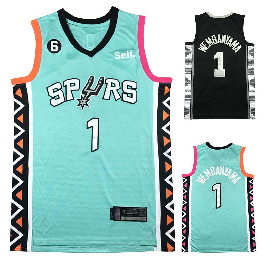 Camiseta de Baloncesto Bordada Spurs Wembanyama No.1 Uniforme de Entrenamiento