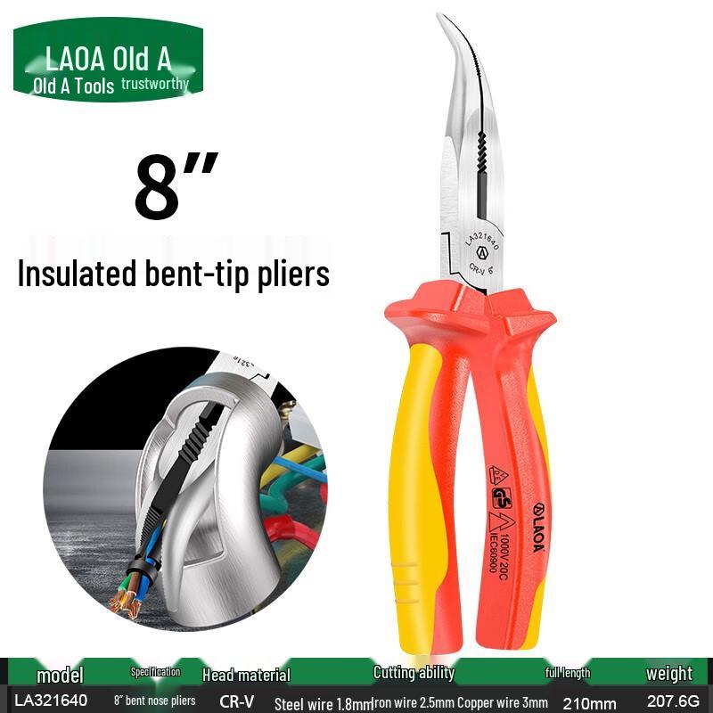 VDE Certified 1000V Insulated Electrician Pliers - Combination, Wire Cutters, Needle Nose, and Angled Pliers