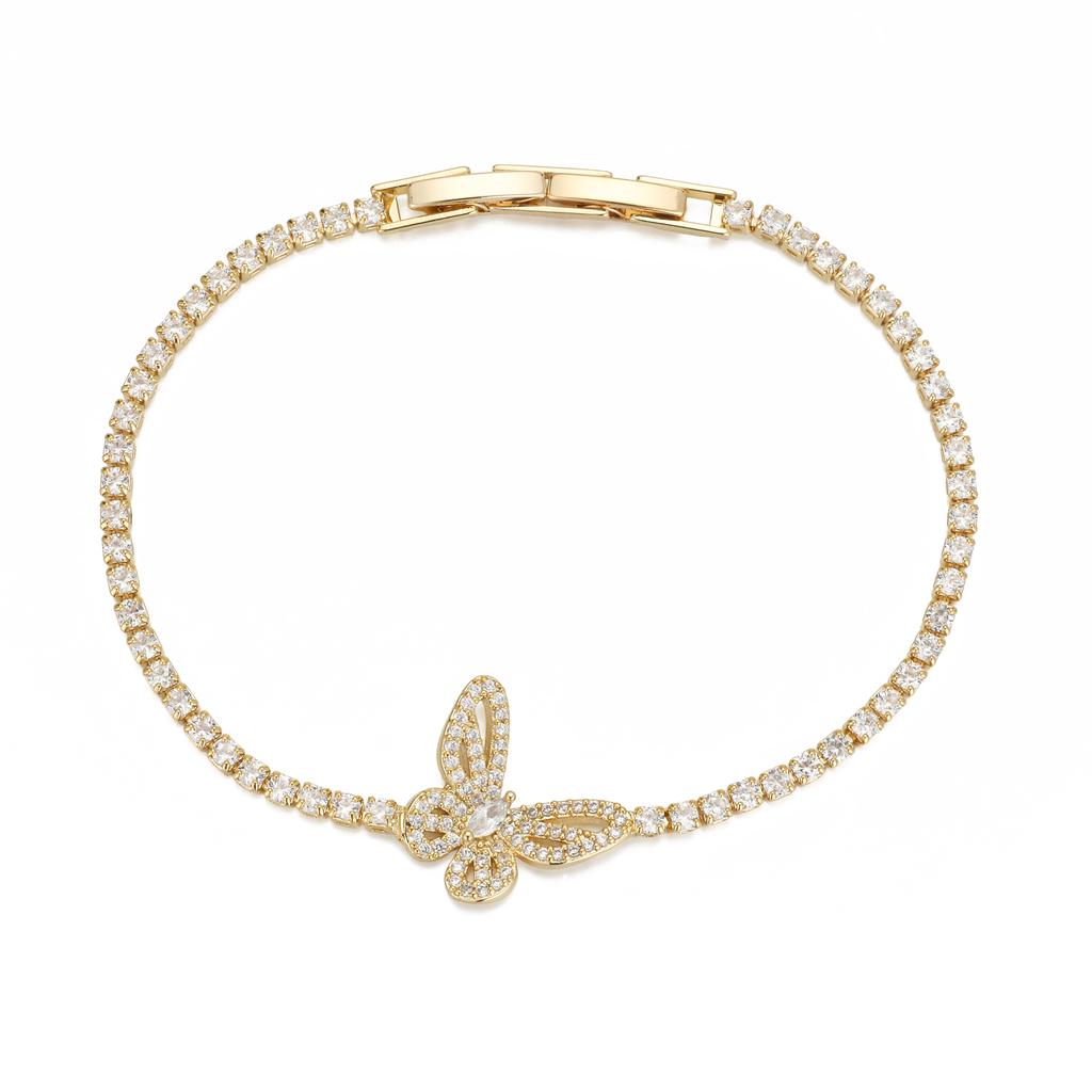 Elegant Hollow Butterfly Bracelet 14K Gold Plated Micro Pave Dainty Daily Wear Pulsera Mujer Wedding Party Custom Bracelet