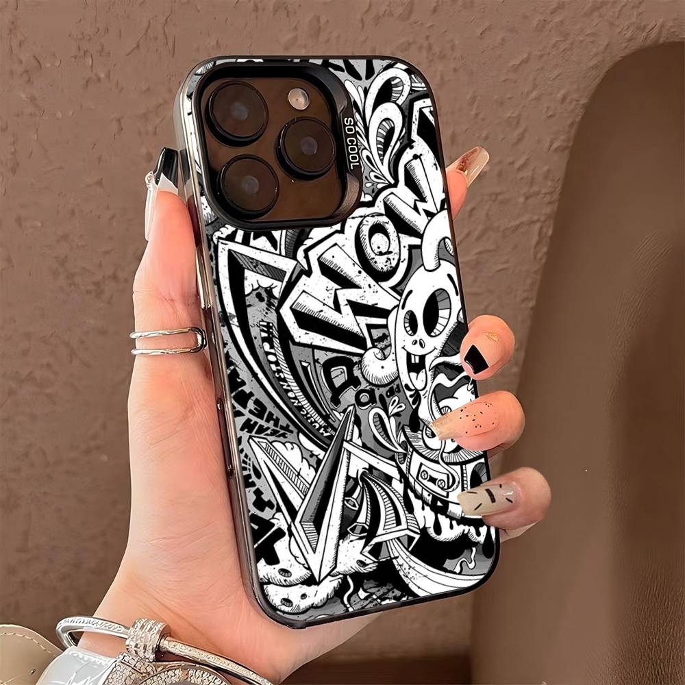 Cool Black Graffiti Color Phone Case For IPhone 17 16 15 14 13 12 11 Pro Max Plus Pro Shell