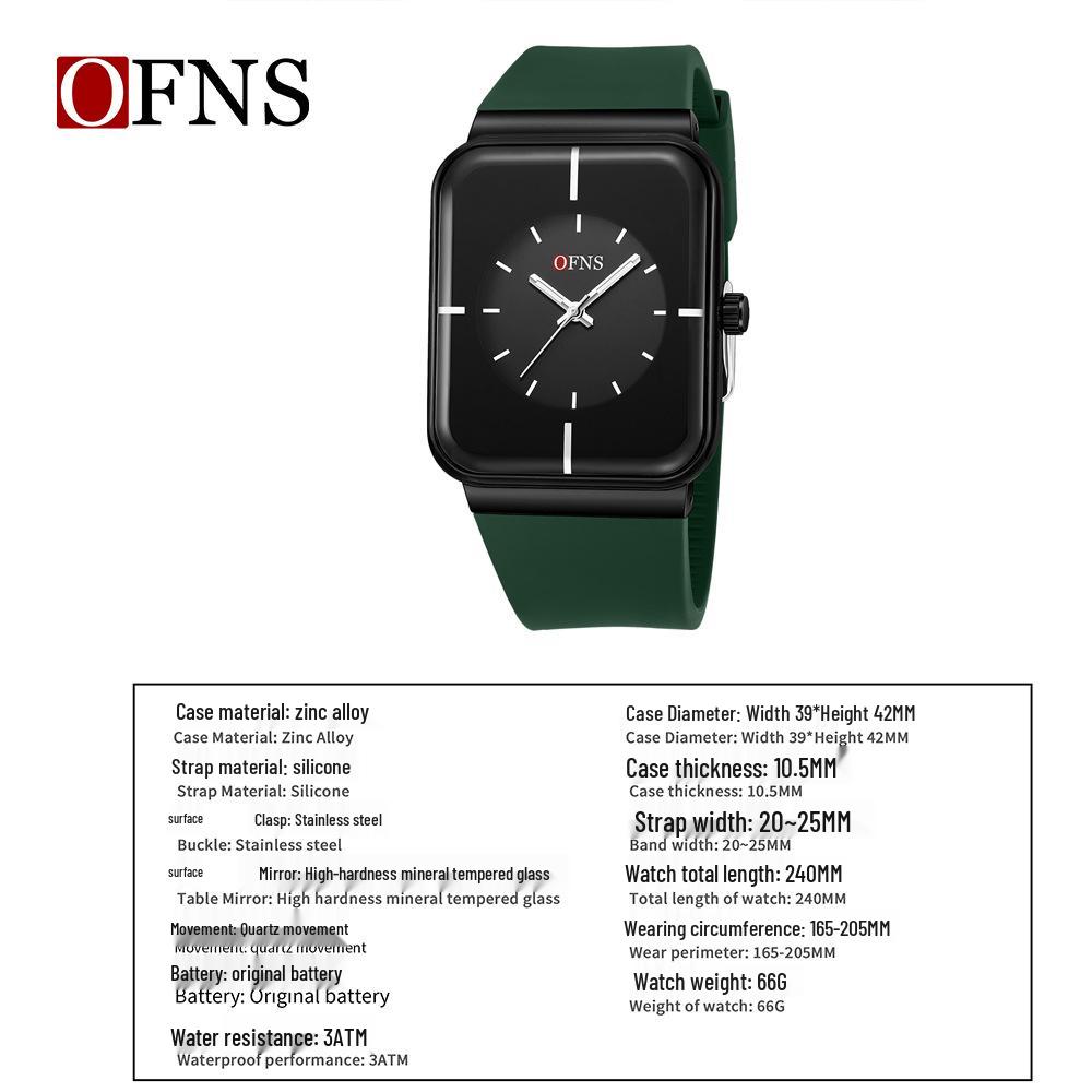 Oufanni Unisex Fashion Square Waterproof Luminous Quartz Wristwatch for Students
