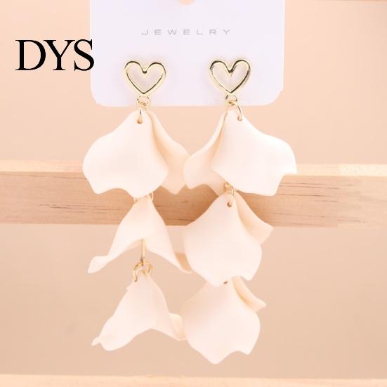 Women Vacation Earrings 1 Pair Hanging Flower Shape Bohemian Style Petal Tassel Hollow Heart Lady Ear Jewelry Prom Beach Dangle Long
