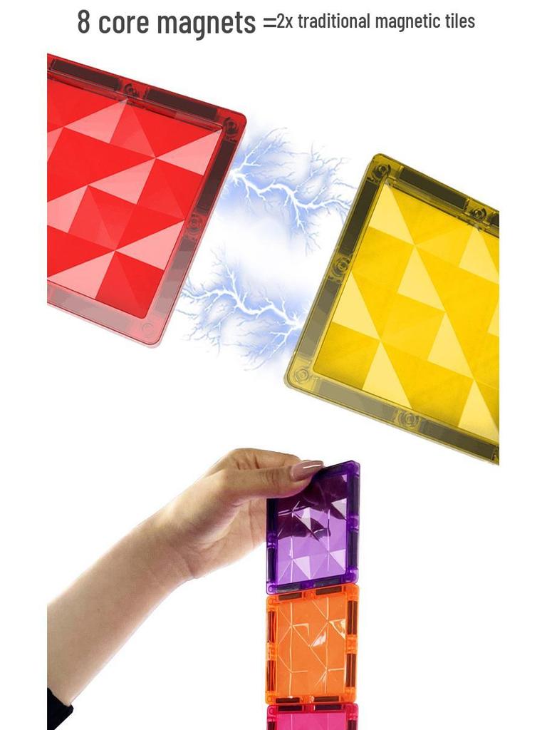 Prism Style Stained Glass Magnetic Tiles - Educational Building Blocks for Children