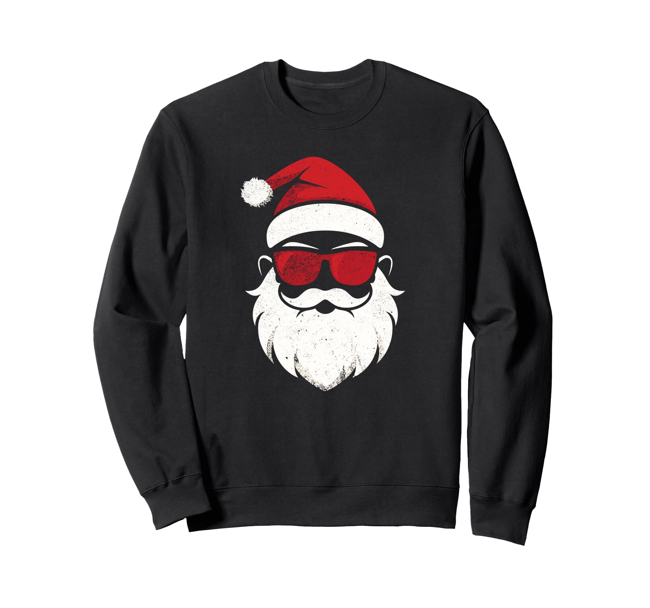 

Vintage style Santa Claus sweatshirt with red sunglasses and hat