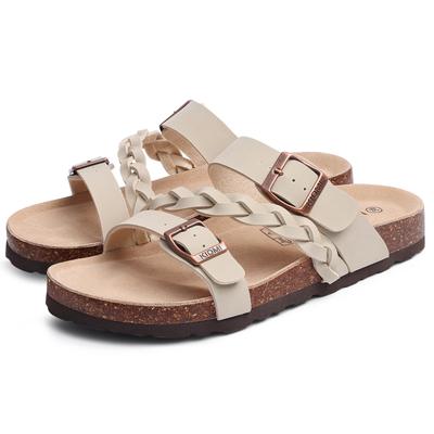 Sandalias de Corcho Litfun para Mujer con Soporte de Arco Cómodas Slip-On Deslizantes Sandalias de Playa con Hebilla Ajustable Nuevas Sandalias de Verano