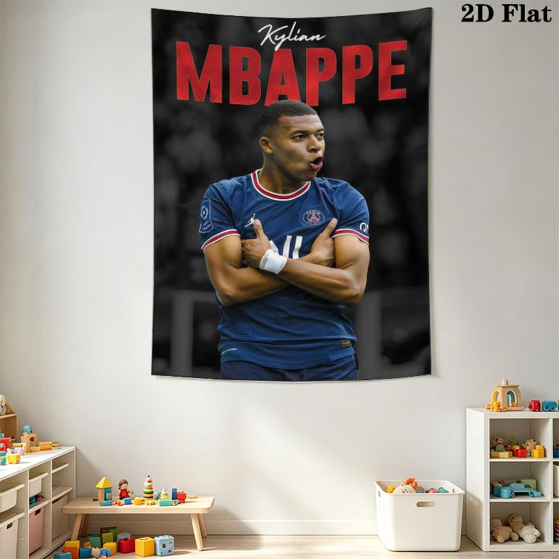 Kylian Mbappé Power  Wall Hanging Printed Fabric Blanket Decorative Tapestries for Bedroom Living Room Home Decor