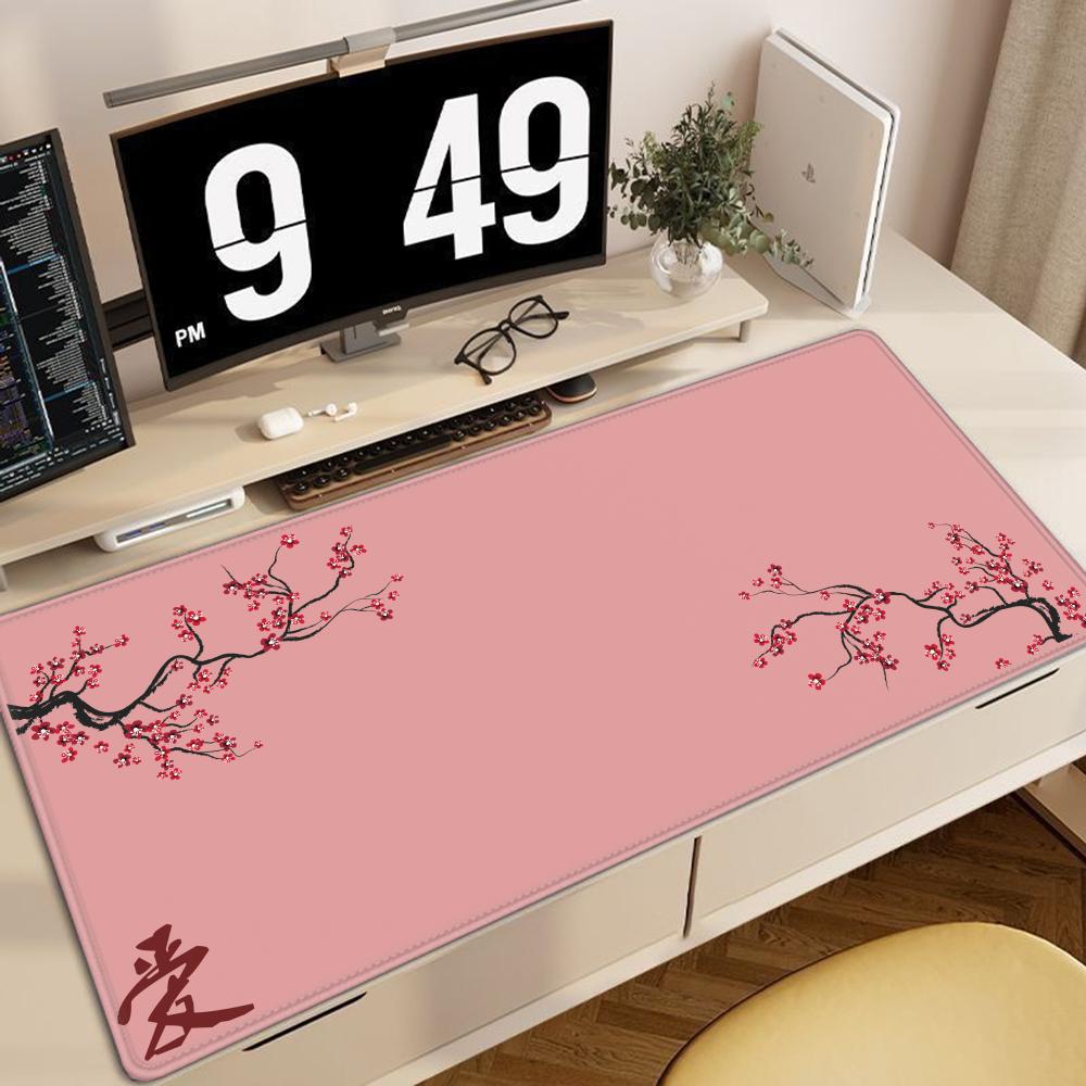 Cherry Blossom Ai Mouse Pad, Minimalist Japanese Desk Decor Cute HD Extended Gaming Keyboard Mats Large 90x40cm XXL Gamer