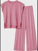 2025 European & American Women's Knit Casual Sleeveless Vest & Wide-Leg Pants Set