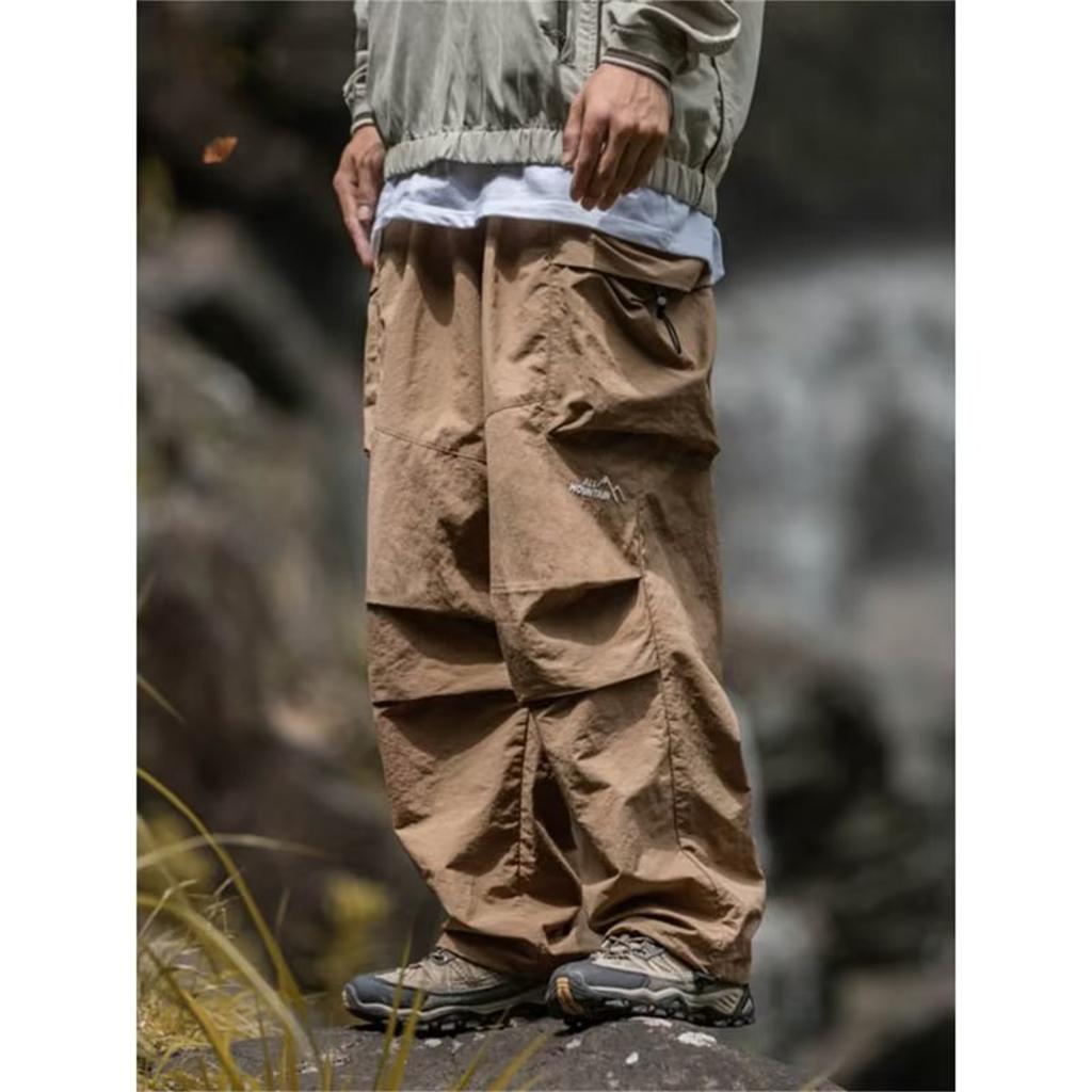 Pantaloni Cargo da Escursionismo Larghi Vintage da Uomo Impermeabili Casual Sportivi Jogging Primavera Estate Pantaloni Paracadute da Esterno a Gamba Larga