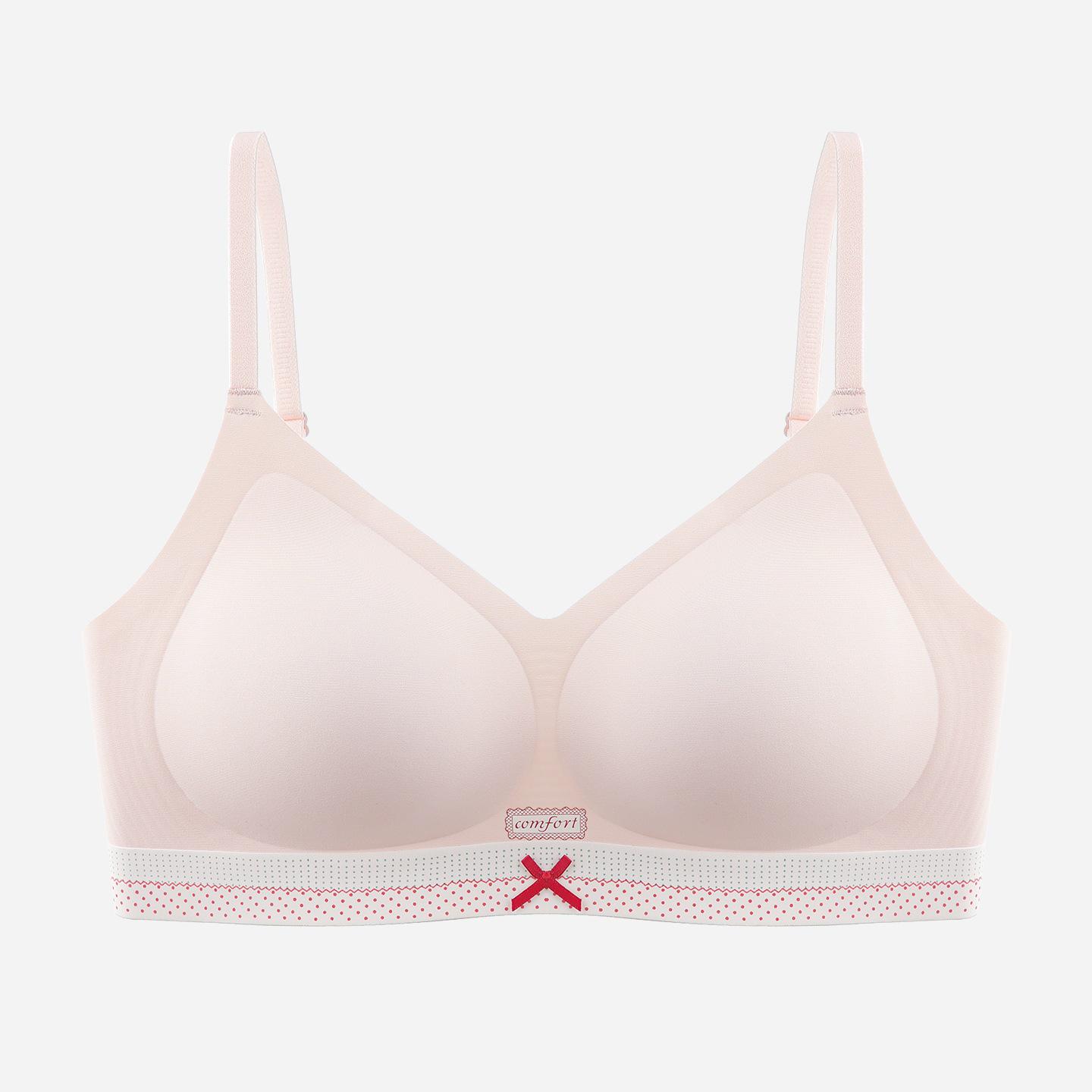 MIU Series Color-Block Sweet Ballet Bra: Breathable, Wireless Underwear for Girls 15+ 2XL