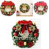 Festive Merry Christmas Wreath Garland With Red Bowknot And Gold Bells For Door Decor