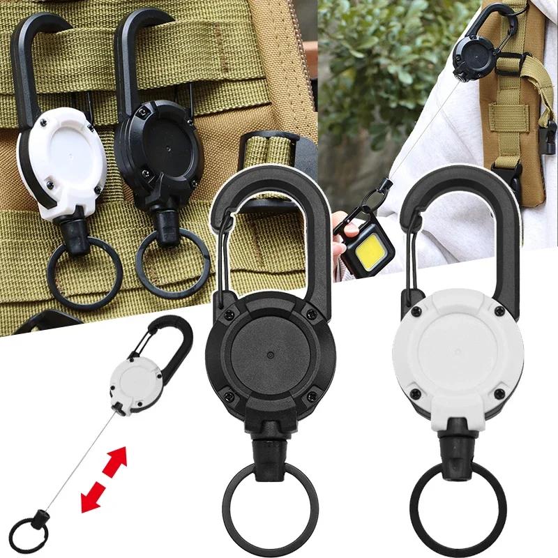 Automatic Retractable Wire Rope Luya Anti-theft Tactical Keychain Telescopic Belt Keyring Outdoor Carabiner Hook Backpack Buckle