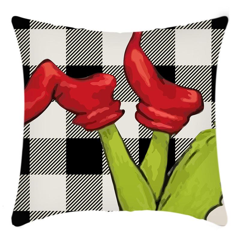 Grinch Linen Throw Pillowcase Holiday Sofa Office Cushion Pillowcase Green Furry Christmas Pillowcase