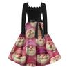 Women's Casual Fashion V Neck Christmas Printed Vintage Dress
