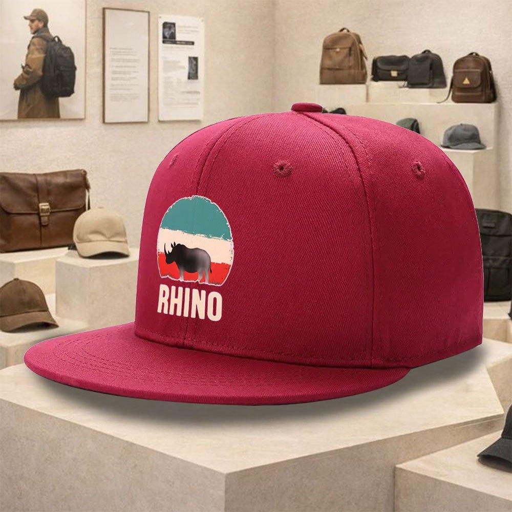 Rhino Sunset Graphic Baseball Cap Polyester Solid Color Street Style Snapback for Unisex Adults