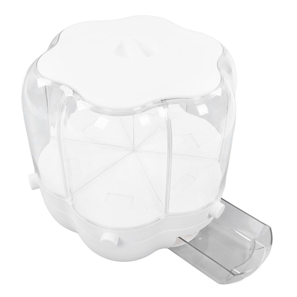 Rice Dispenser Box Container 6 Compartments Rotating Large Capacity for Home Kitchen White 6.5kg 14.33lb