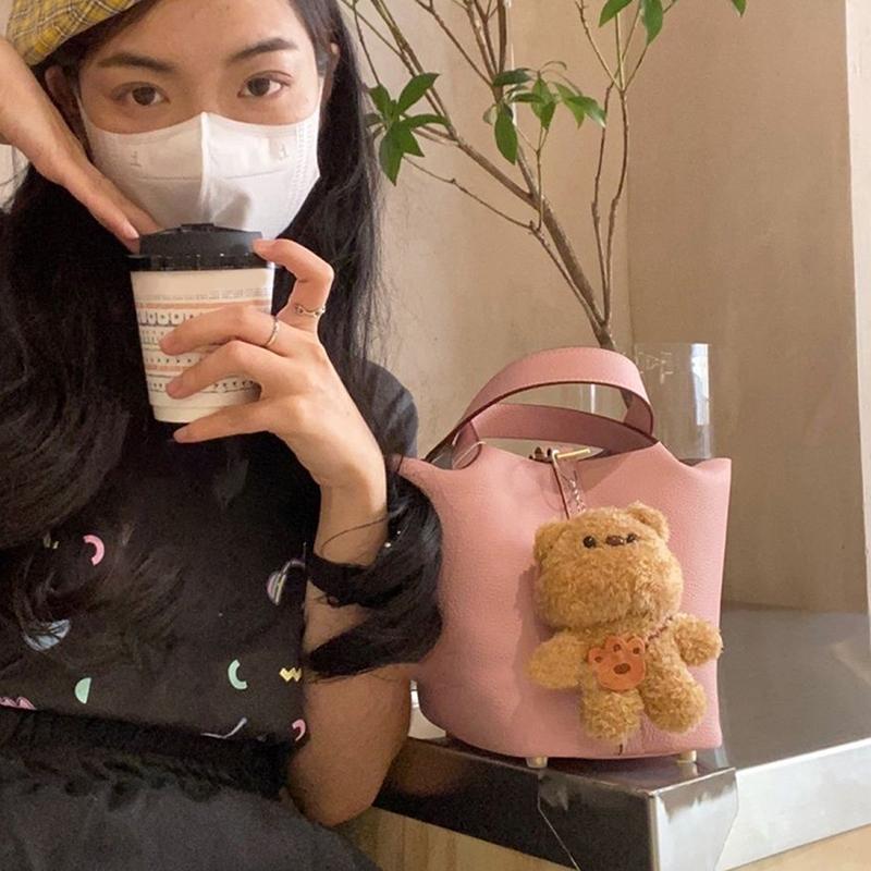 1Pc Girl Birthday Gift Plush Little Bear Backpack Pendant Cute Bear Toy Cartoon Animal Stuffed Doll Keychain