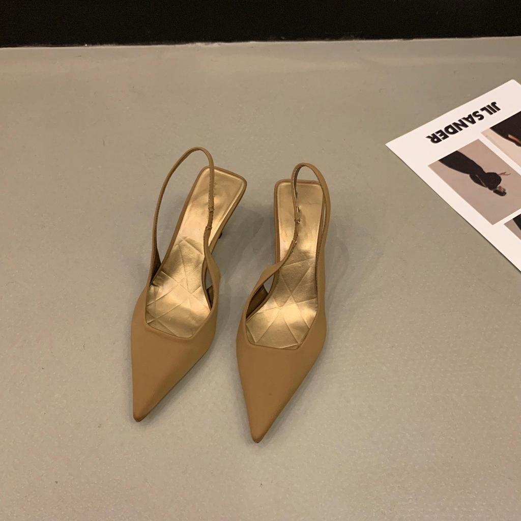 Französische High Heels schwarze Temperament-Sandalen mit Taschenkopf, Feenschuhe, 2025 neue Frühjahrs- und Sommerschuhe mit dünner Ferse und spitzen Einzelschuhen