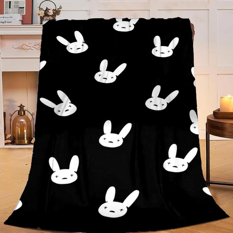 1 Stück Bad Bunny Collage Flanelldecke Geschenk, Geeignet für Männer und Frauen, Weich, Ideal für Betten und Sofa, Geburtstags- oder Weihnachtsgeschenk