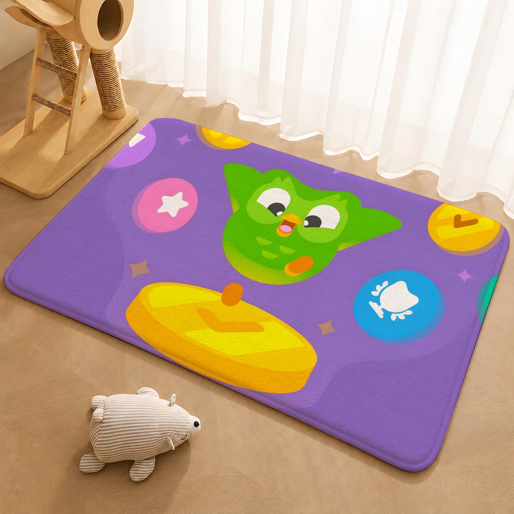Duolingo Owl Duo 2 Floor Mat Floor Mat Soft Flannel Non-Slip Door  Rug for Living Room