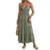 Women's Halter Neck Backless Maxi Dress Ruched Loose Solid Color Summer Vacation Dress