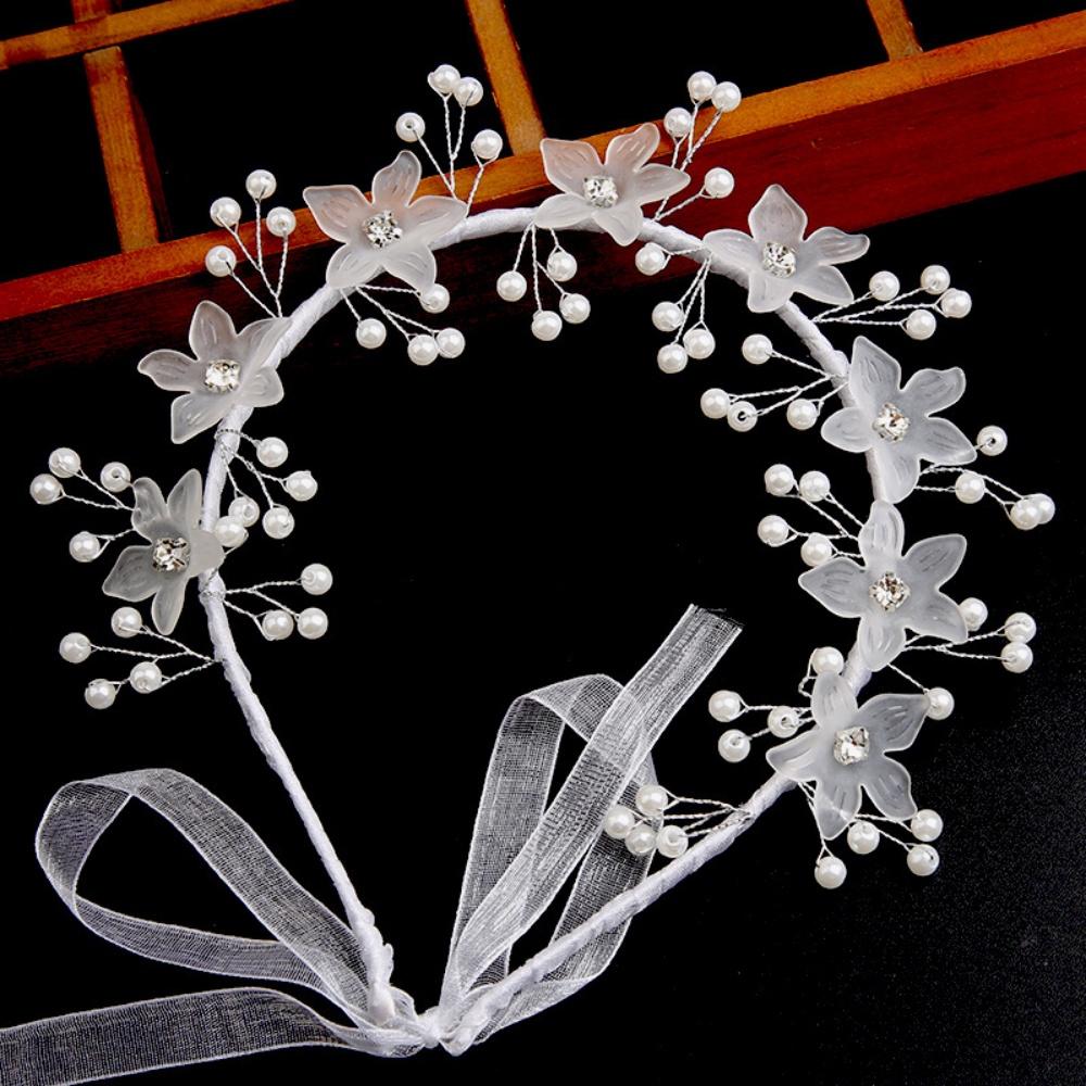 

1 Piece Set Sheer White Flower Rhinestone Pearl Headband, Forest Fairy Style, Suitable for Bridal Look / Daily Updos / Party Wea