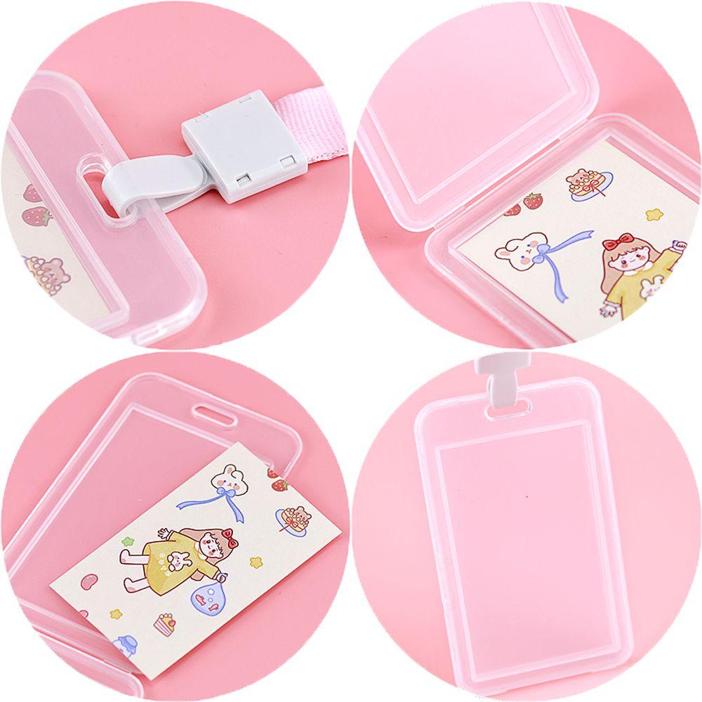 Rope Plastic Card Sleeves ID Card Holder Badge Holder with Lanyard Vertical Name Tag Neck Lanyard