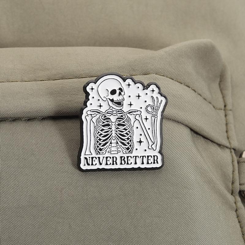 Lehrer Zitat Skelett Emaille Anstecknadeln Nie Besser Totenkopf Broschen Revers Abzeichen Kleidung Lustiger Schmuck Geschenk für Kinder Freunde