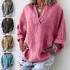 V Neck Pullover Women Shirt Skin-friendly Long Sleeve Solid Color Loose Blouse Ladies Clothing