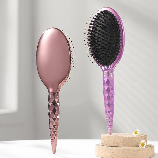 Boar Bristles Hair Brush with Ergonomic Handle Anti-static Scalp Massage Air Cushion Comb Men Women Portable Hair Styling Detangling Brush