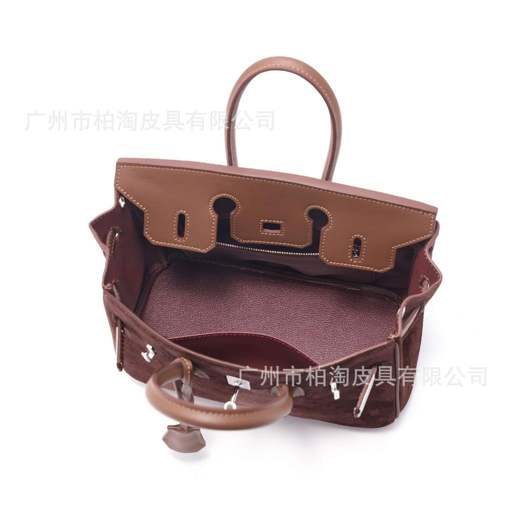 Platinum Bag Swift Leather and Suede 25/30CM Double Shoulder Strap Women's Bag Single Shoulder Messenger Versatile Fashion Handbag Bag