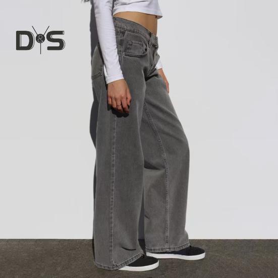 Wide Leg Jeans for Women High Waist Stretchy Denim Pants with Pockets Casual Straight Leg Jean Trousers