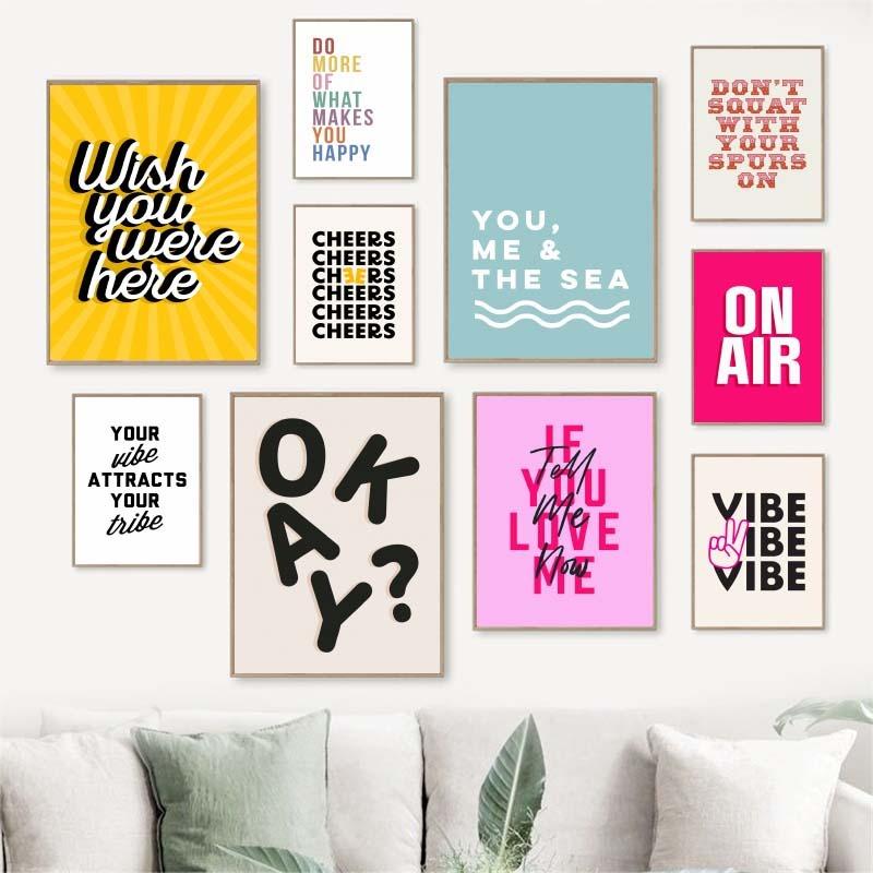 Funny Quote Art Pink Poster Girl Power Love Quote Canvas Posters and Prints Printing Wall Art Picture for Living Room Decor