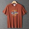 Men's Vintage Trendy Printed Round-Neck Casual Short-Sleeve T-Shirt Made of Pure Cotton, Washed and Brushed, for Summer Export