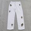 Unisex Y2K Harajuku Cross Embroidered Straight Jeans Men Women Summer Casual Denim Pants Streetwear