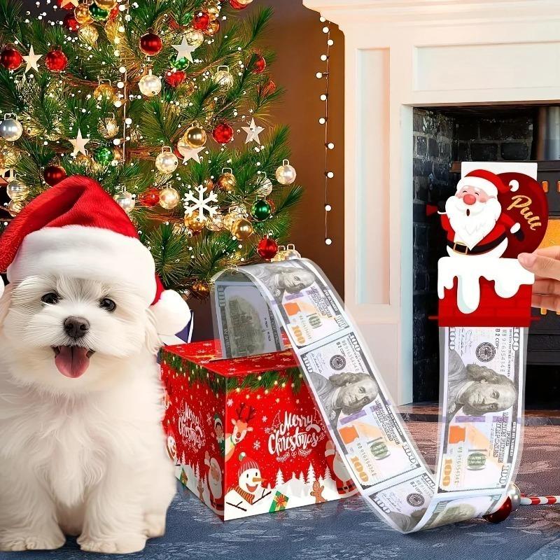 Christmas Surprise Box Festive Money Draw Gift Box with Santa Claus Elk Tree Pattern Holiday Party Supplies Home Decoration