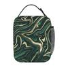 Dark Green Marble Pattern Insulated Lunch Bag for Women Office Cooler Thermal Food Box Tote Portable Lunch Boxes Container