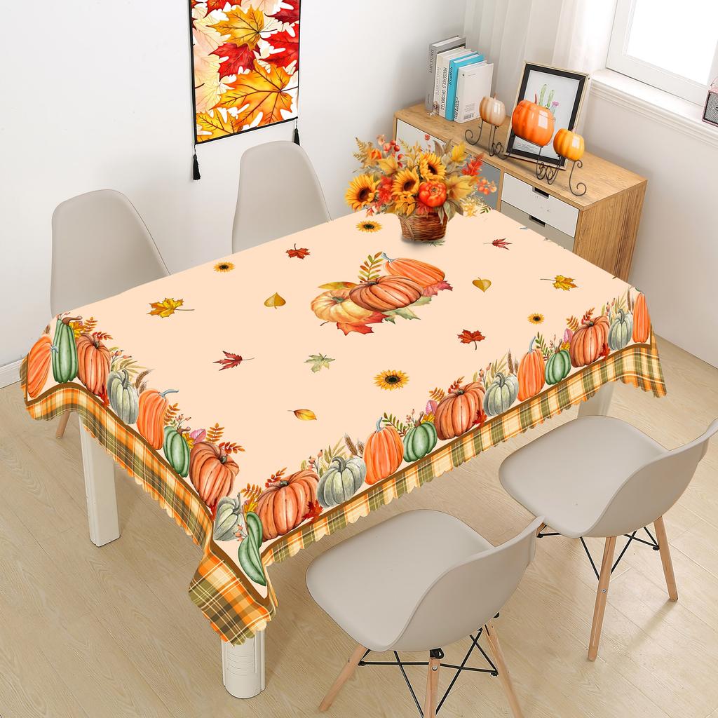 Thanksgiving Fall Rectangle Tablecloths Wedding Decor Autumn Pumpkins Maple Leaf Printed Waterproof Table Cloth for Table Decor