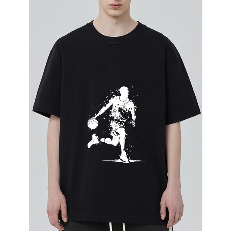 Black T-Shirt with Basketball Player Graphic Print for Casual Wear