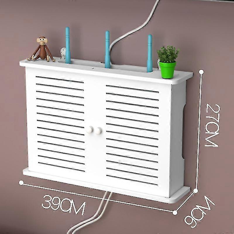 Wireless Wifi Router Boxes Wooden Box Cable Plus Wire Bracket Wall Hanging Plug Board Shelf -single