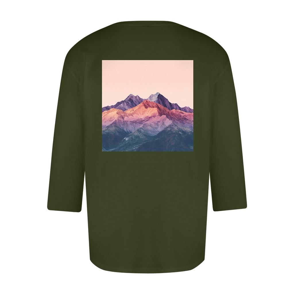 Men's casual and fashionable printed round-neck three-quarter sleeve top T-shirt