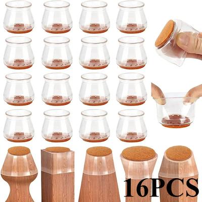 16/4 Pcs Chair Leg Protectors for Hardwood Floors, Silicone Felt Furniture Leg Cover Pad for Protecting Floors From Scratches