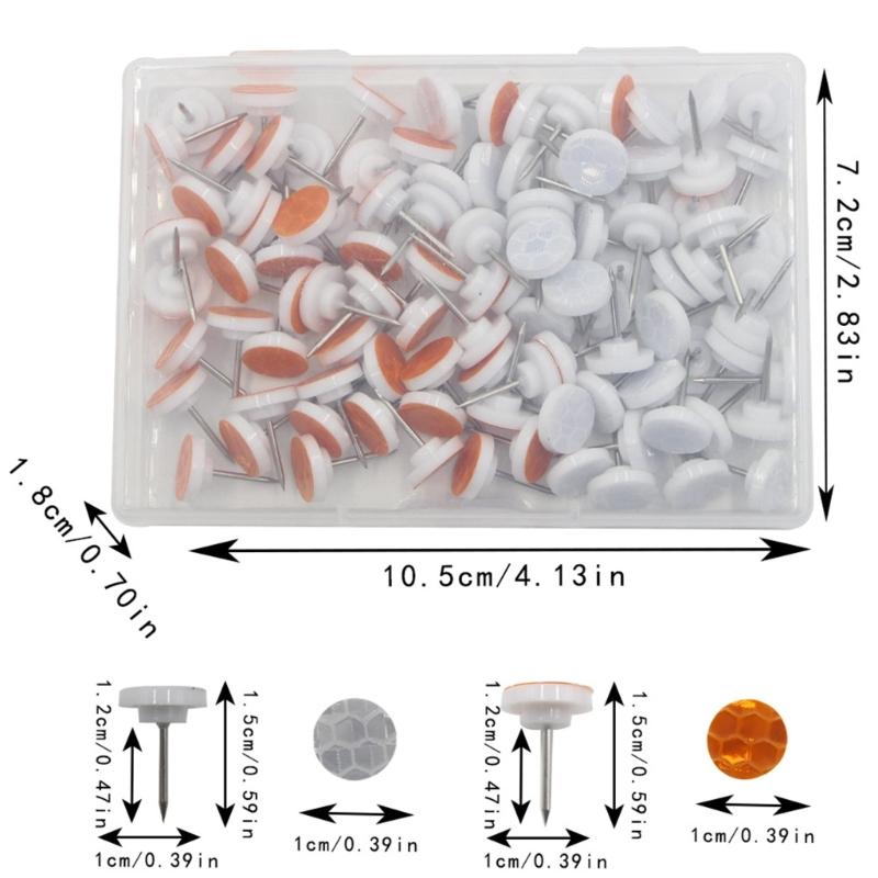 100 Pcs Reflective Thumb Tree Tacks Marking Tacks Reflective Tacks Trail Marking Reflectors Glow Tacks