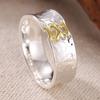 Vintage Hand Carved Women's Ring Creativity Two Color Metal Geometry Daily Wear Party Jewelry Anniversary Gift
