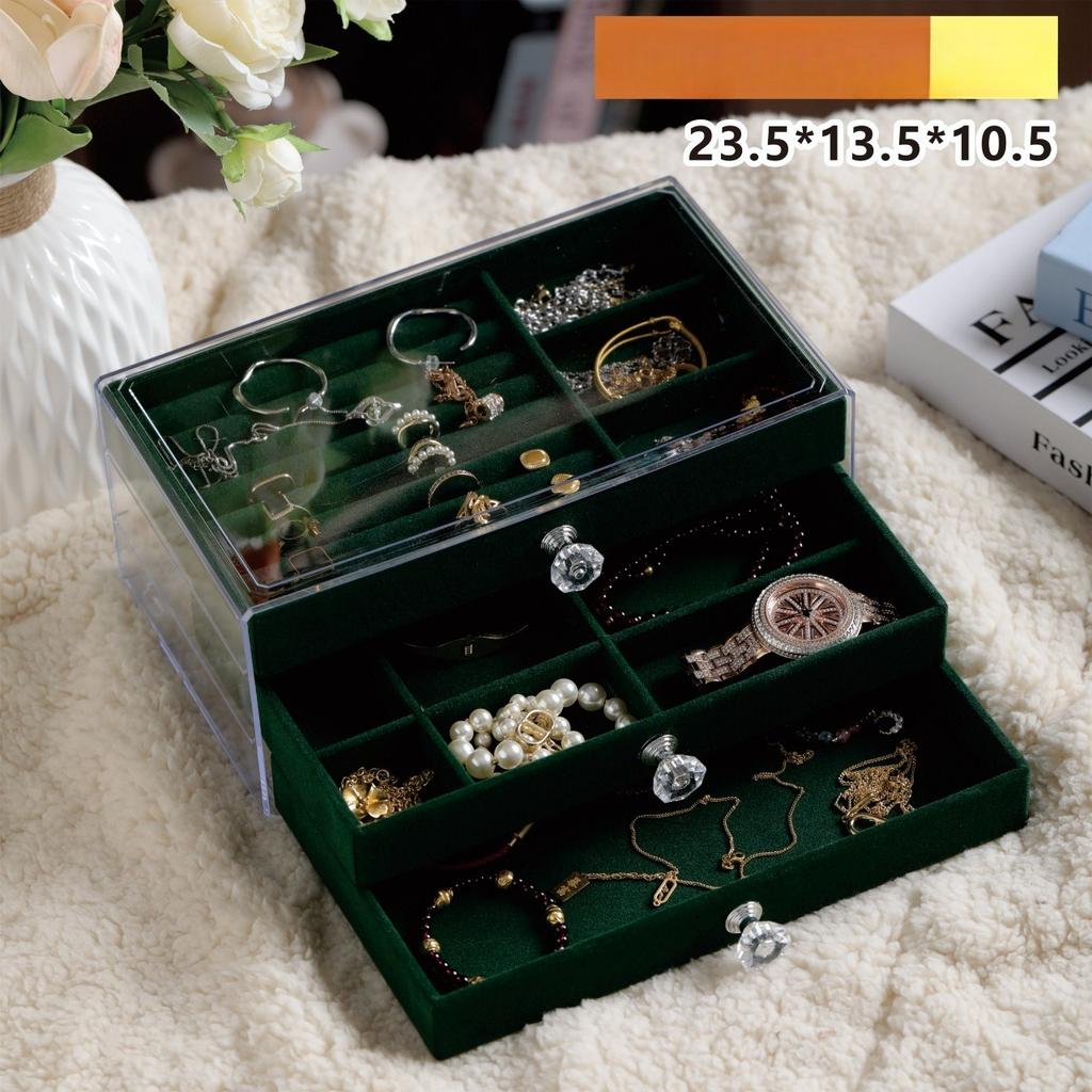 Dreischichtige Schmuckaufbewahrungsbox, Schubladentyp, großes Fassungsvermögen, Anlaufschutz für Ohrringe, Ringe, Halsketten, Armbänder, Schmuckkästchen.