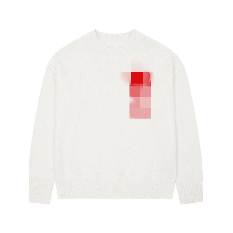 Solid Heart Letter Jacquard Knit Sweater – Korean Style Loose Fit Round Neck for Couples